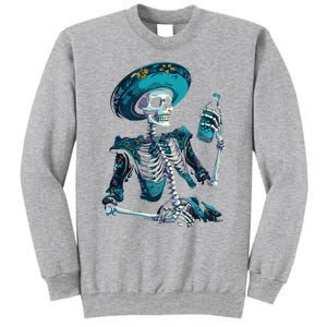 Skeleton Charro Mexican Skull Tequila Long Sleeve Tall Sweatshirt