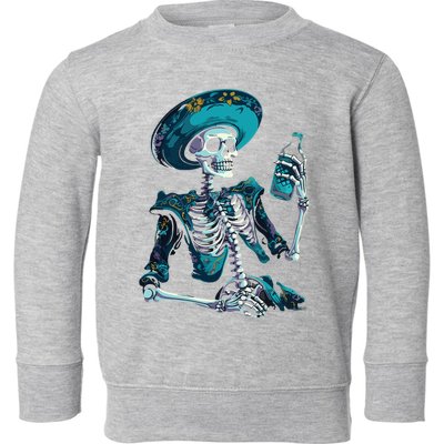 Skeleton Charro Mexican Skull Tequila Long Sleeve Toddler Sweatshirt