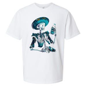 Skeleton Charro Mexican Skull Tequila Long Sleeve Sueded Cloud Jersey T-Shirt