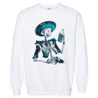 Skeleton Charro Mexican Skull Tequila Long Sleeve Garment-Dyed Sweatshirt