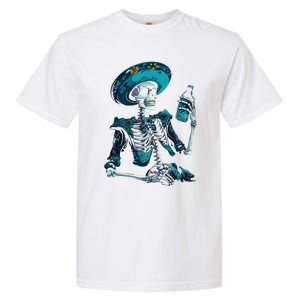 Skeleton Charro Mexican Skull Tequila Long Sleeve Garment-Dyed Heavyweight T-Shirt