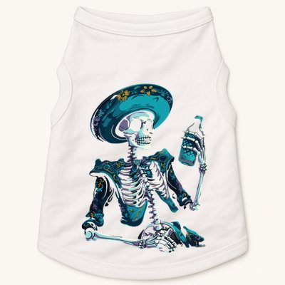 Skeleton Charro Mexican Skull Tequila Long Sleeve Doggie Tank