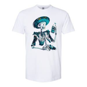 Skeleton Charro Mexican Skull Tequila Long Sleeve Softstyle CVC T-Shirt