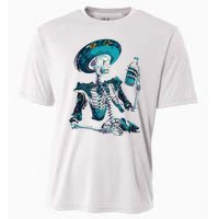 Skeleton Charro Mexican Skull Tequila Long Sleeve Cooling Performance Crew T-Shirt