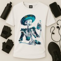 Skeleton Charro Mexican Skull Tequila Long Sleeve Cooling Performance Crew T-Shirt