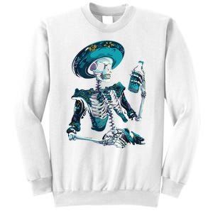 Skeleton Charro Mexican Skull Tequila Long Sleeve Sweatshirt