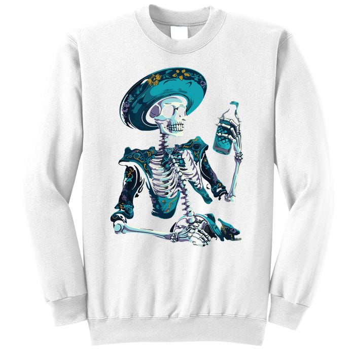 Skeleton Charro Mexican Skull Tequila Long Sleeve Sweatshirt