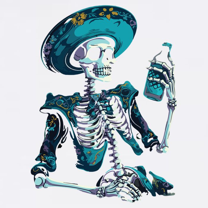 Skeleton Charro Mexican Skull Tequila Long Sleeve Sweatshirt