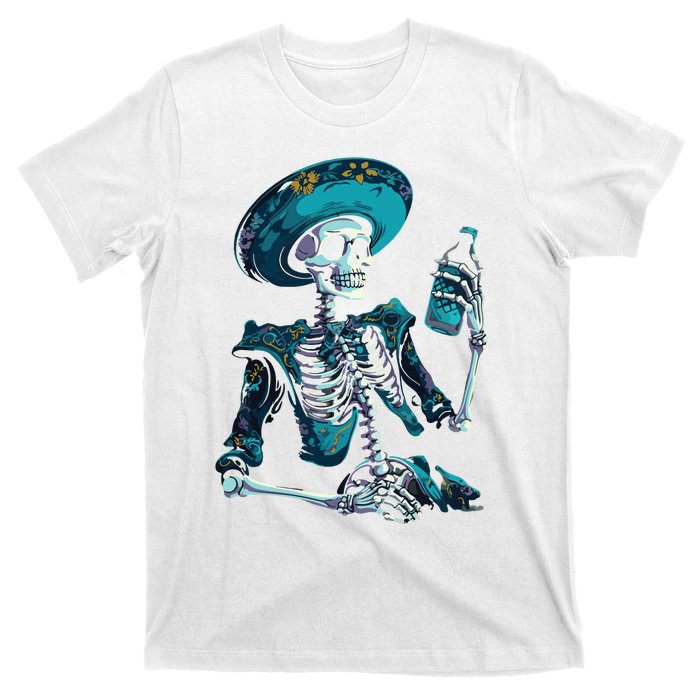 Skeleton Charro Mexican Skull Tequila Long Sleeve T-Shirt