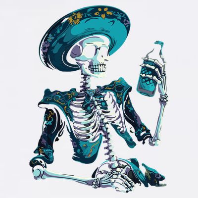 Skeleton Charro Mexican Skull Tequila Long Sleeve T-Shirt