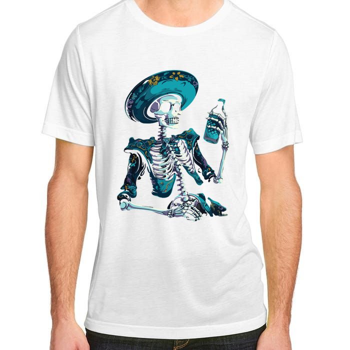 Skeleton Charro Mexican Skull Tequila Long Sleeve Adult ChromaSoft Performance T-Shirt