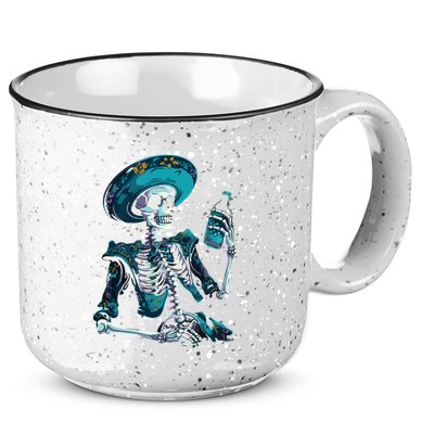 Skeleton Charro Mexican Skull Tequila Long Sleeve 15oz Campfire Ceramic Mug