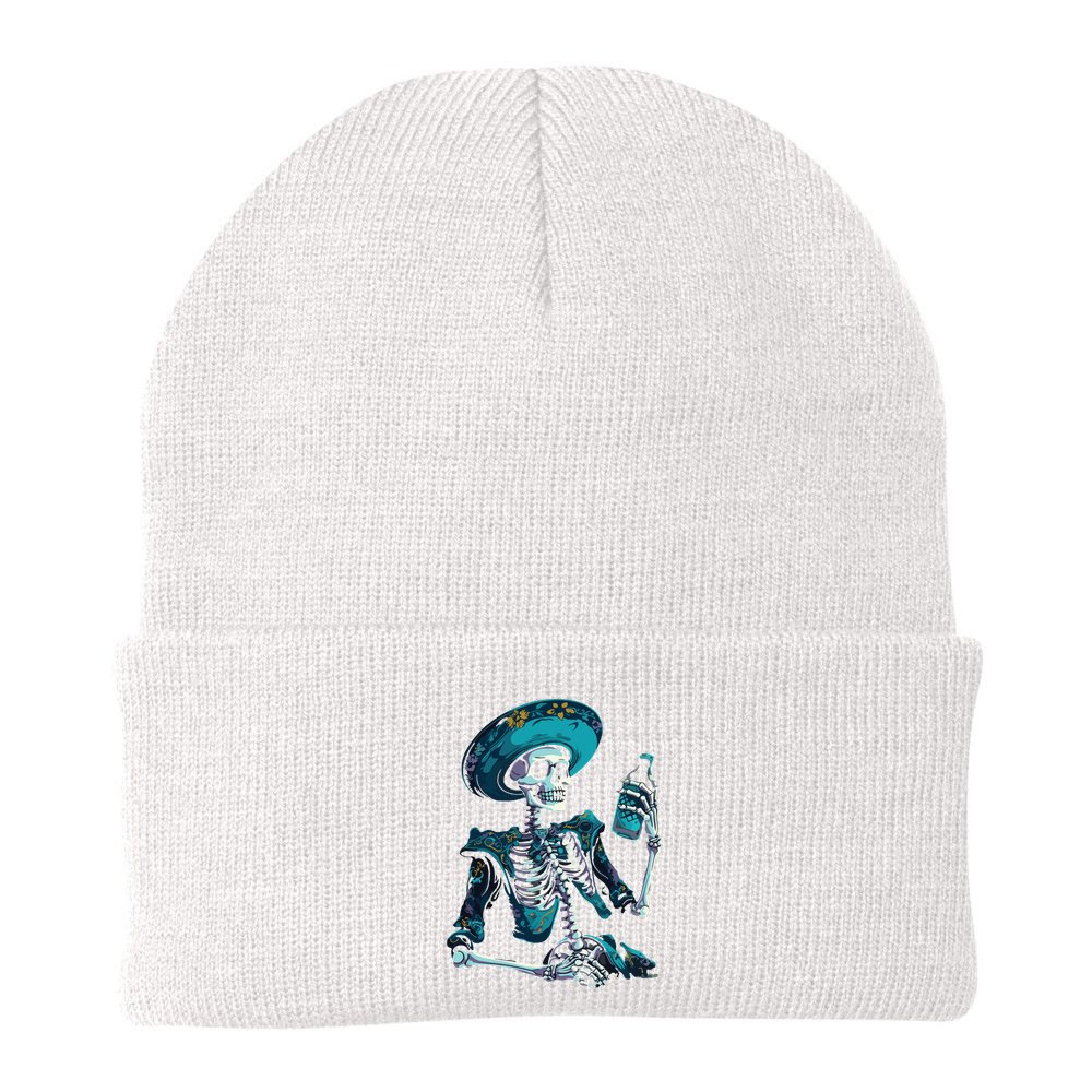Skeleton Charro Mexican Skull Tequila Long Sleeve Beanie