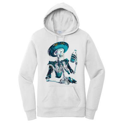 Skeleton Charro Mexican Skull Tequila Long Sleeve Women's Pullover Hoodie