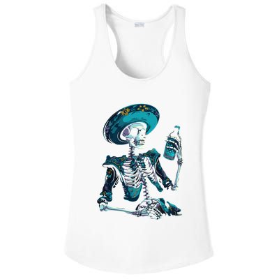 Skeleton Charro Mexican Skull Tequila Long Sleeve Ladies PosiCharge Competitor Racerback Tank