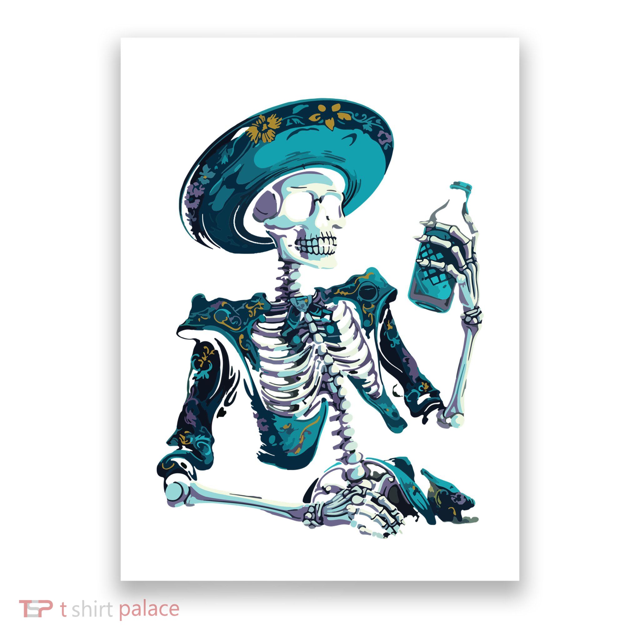 Skeleton Charro Mexican Skull Tequila Long Sleeve Poster