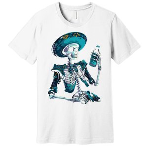 Skeleton Charro Mexican Skull Tequila Long Sleeve Premium T-Shirt