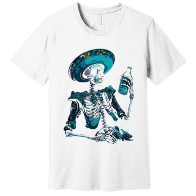 Skeleton Charro Mexican Skull Tequila Long Sleeve Premium T-Shirt