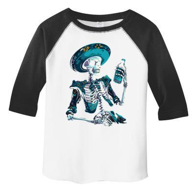 Skeleton Charro Mexican Skull Tequila Long Sleeve Toddler Fine Jersey T-Shirt