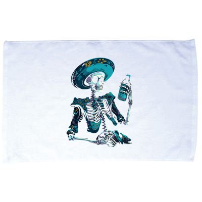 Skeleton Charro Mexican Skull Tequila Long Sleeve Microfiber Hand Towel