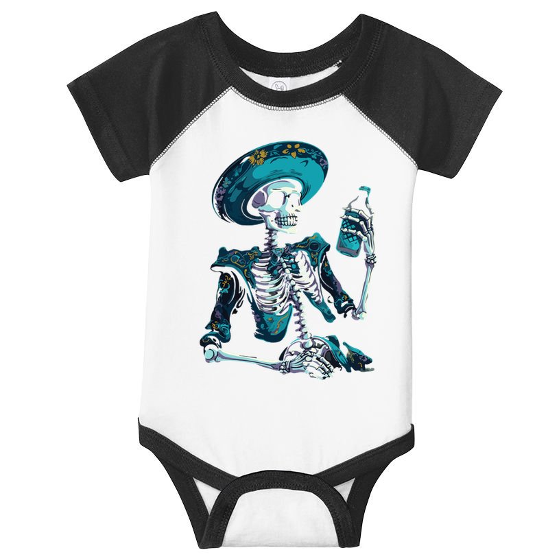 Skeleton Charro Mexican Skull Tequila Long Sleeve Infant Baby Jersey Bodysuit