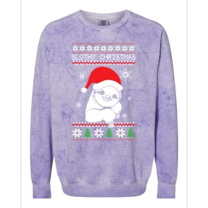 Slothy Christmas Merry Santa Hat Colorblast Crewneck Sweatshirt