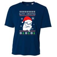 Slothy Christmas Merry Santa Hat Cooling Performance Crew T-Shirt