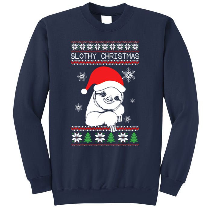 Slothy Christmas Merry Santa Hat Sweatshirt