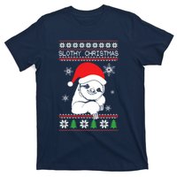 Slothy Christmas Merry Santa Hat T-Shirt