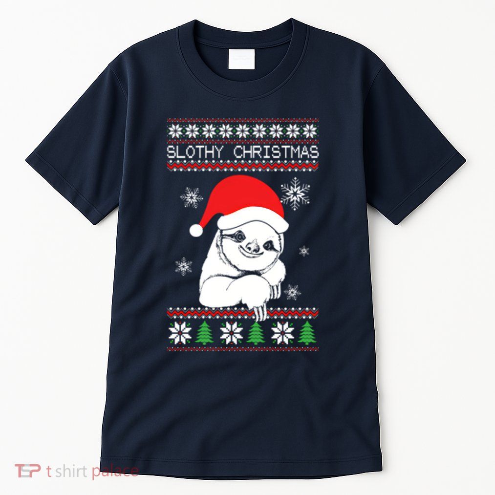 Slothy Christmas Merry Santa Hat Tall T-Shirt