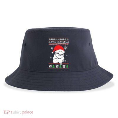 Slothy Christmas Merry Santa Hat Sustainable Bucket Hat