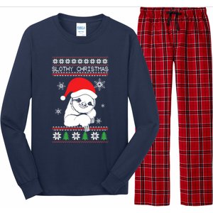 Slothy Christmas Merry Santa Hat Long Sleeve Pajama Set