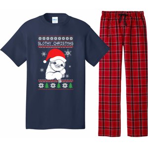 Slothy Christmas Merry Santa Hat Pajama Set