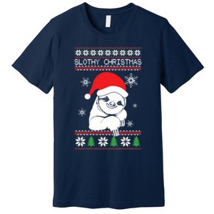 Slothy Christmas Merry Santa Hat Premium T-Shirt