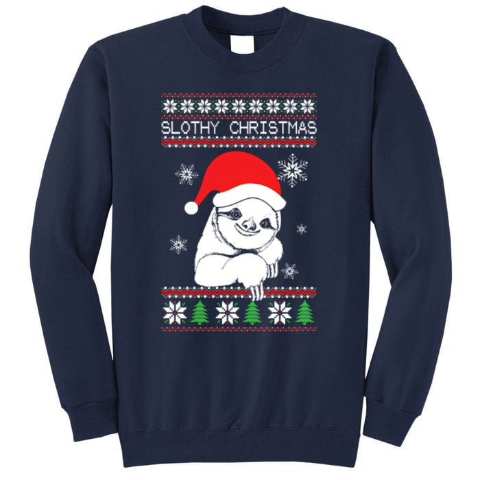 Slothy Christmas Merry Santa Hat Tall Sweatshirt