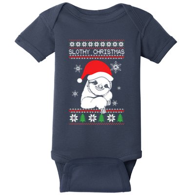 Slothy Christmas Merry Santa Hat Baby Bodysuit