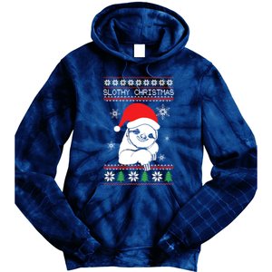 Slothy Christmas Merry Santa Hat Tie Dye Hoodie