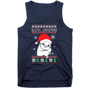 Slothy Christmas Merry Santa Hat Tank Top