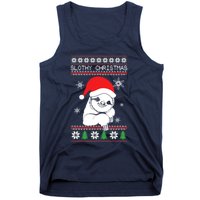 Slothy Christmas Merry Santa Hat Tank Top