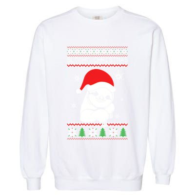 Slothy Christmas Merry Santa Hat Garment-Dyed Sweatshirt