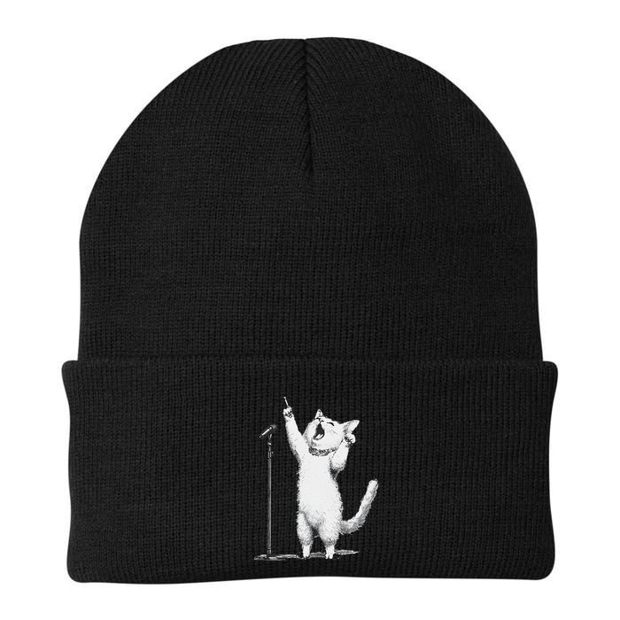 Singing Cat Microphone Enthusiast Knit Cap Winter Beanie