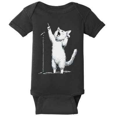 Singing Cat Microphone Enthusiast Baby Bodysuit