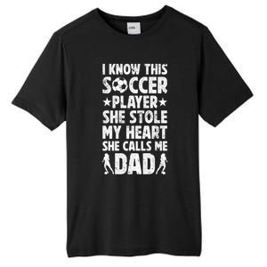 She Calls Me Dad Of A Soccer Player Father Soccer Dad Gift Tall Fusion ChromaSoft Performance T-Shirt