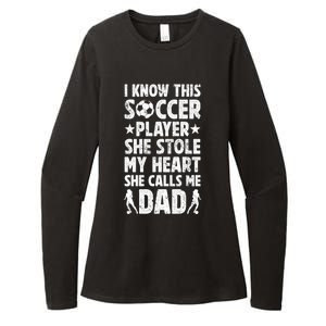 She Calls Me Dad Of A Soccer Player Father Soccer Dad Gift Womens CVC Long Sleeve Shirt