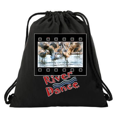 Sandhill Crane Migration Photograph River Dance Drawstring Bag