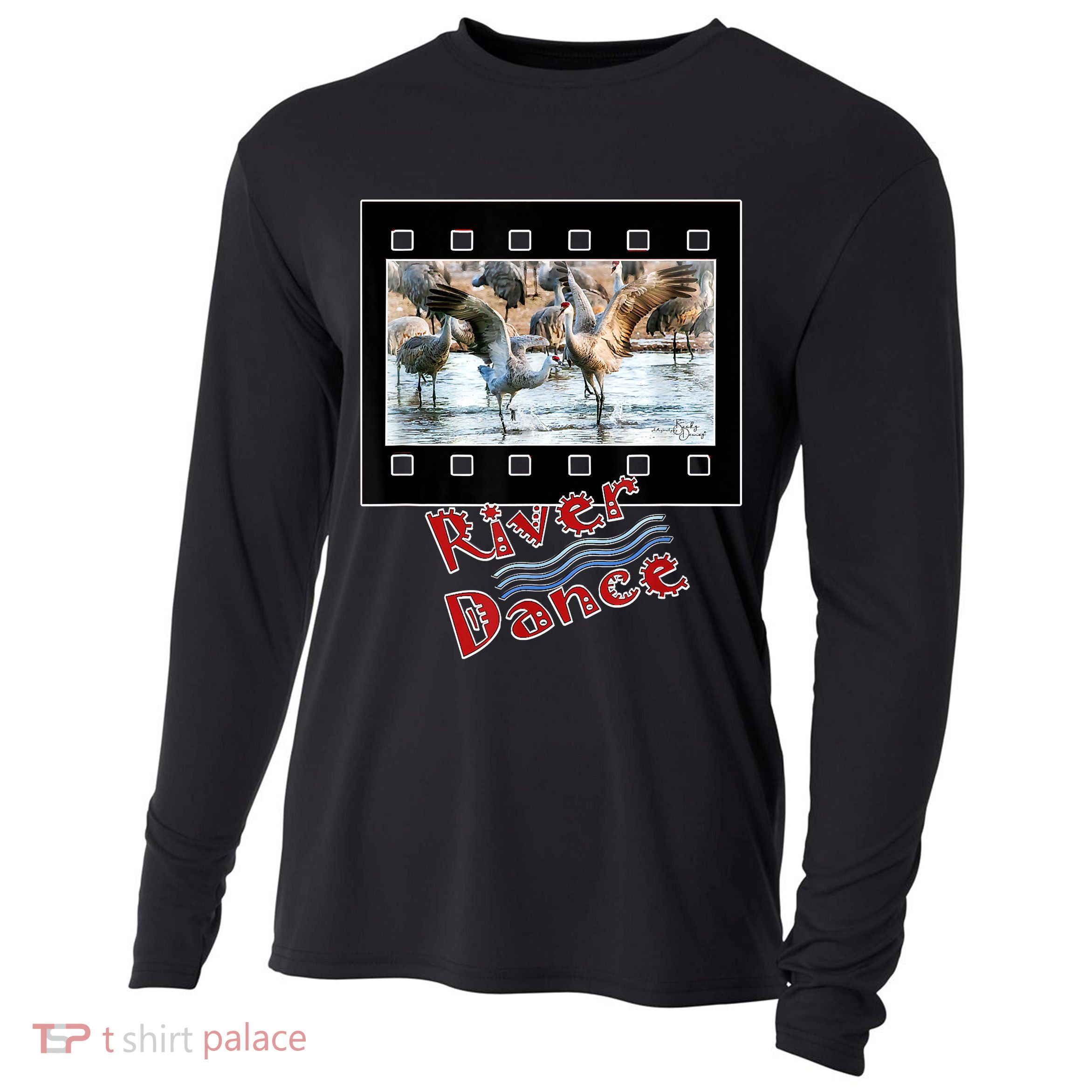 Sandhill Crane Migration Photograph River Dance Cooling Performance Long Sleeve Crew