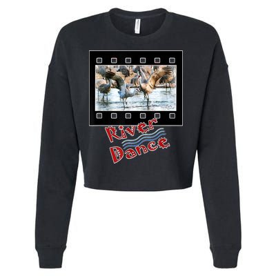 Sandhill Crane Migration Photograph River Dance Cropped Pullover Crew