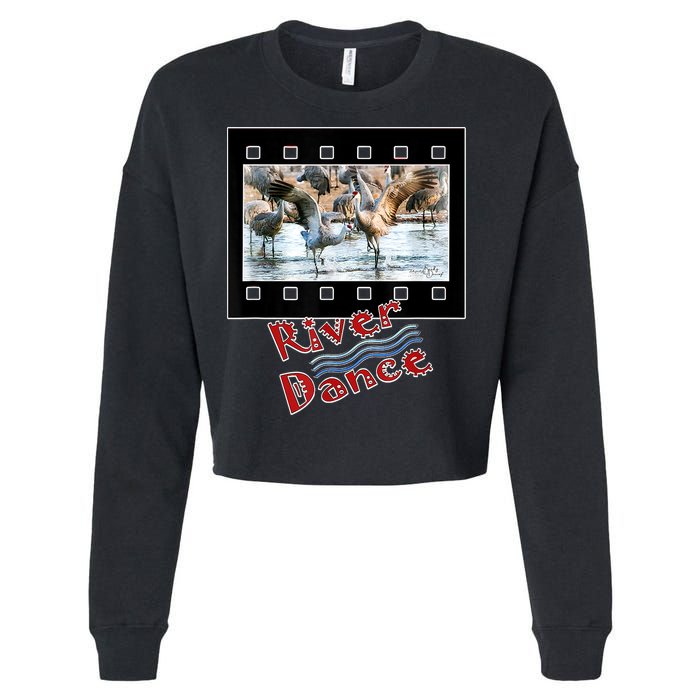 Sandhill Crane Migration Photograph River Dance Cropped Pullover Crew
