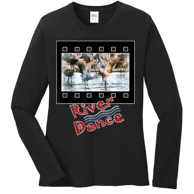 Sandhill Crane Migration Photograph River Dance Ladies Long Sleeve Shirt
