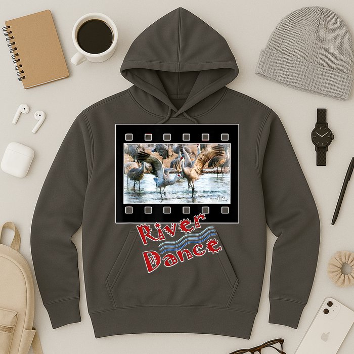 Sandhill Crane Migration Photograph River Dance Hoodie